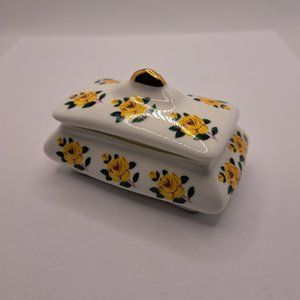 Vintage bone china flower trinket box.